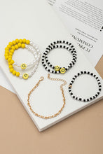 Load image into Gallery viewer, 6 beaded smiley bracelets set
