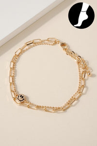 Layered Smile Chain Anklet