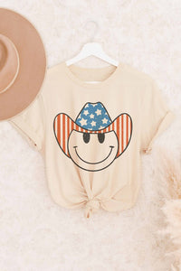 AMERICAN SMILEY COWBOY GRAPHIC TEE