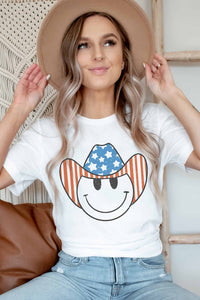 AMERICAN SMILEY COWBOY GRAPHIC TEE