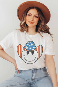 AMERICAN SMILEY COWBOY GRAPHIC TEE