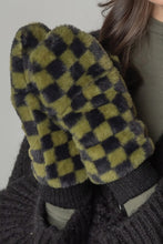 Load image into Gallery viewer, Checkered Faux Fur Mittens
