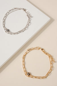 Layered Smile Chain Anklet