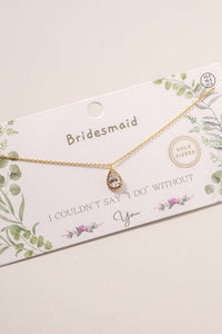 Bridesmaids Tear Drop CZ Necklace