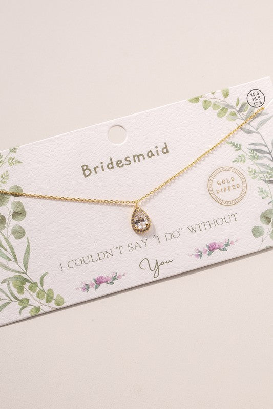 Bridesmaids Tear Drop CZ Necklace