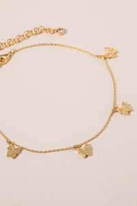 Mini Butterflies CZ Charms Anklet