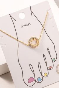 Smile CZ Charm Anklet