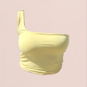 One Shoulder Crop-Lemon